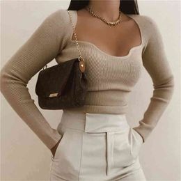 BLSQR Spring Fashion Sweater Women Clothes Cashmere O-Neck Long Sleeves Elastic High Waist Sexy Pullover 210914