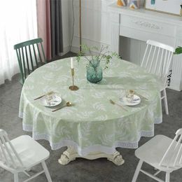 PVC Lace Tablecloth Waterproof Oil-proof Round Cloth Printed Home Dining Cover for Wedding Party Decor 211103