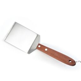 NEWStainless Steel Steak Spatula Pancake Scraper Turner Grill Beef Fried Pizza Shovel With Wood Handle Kitchen BBQ Tools RRD12846