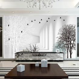 Wallpapers Custom Wallpaper 3D Three-dimensional Extension Space Murals Minimalist Living Room Abstract Wood Background Painting Waterproof