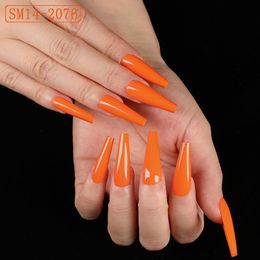 Kits de arte de uñas 5 sets Tips de acrílico naranja Super Long Ballerina  Falso Nails Ballet Lujo ataúd Fake Salon Pantalla
