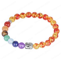 Natural Gem Stone 7 Chakra Ambar Women Charm Bracelets Healing Buddha Mala Yoga Beads