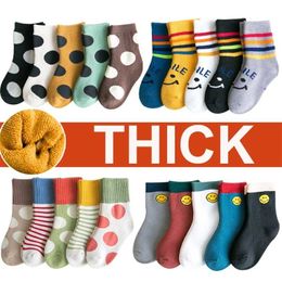 5pairs /pack Toddler Thermal kids Socks For Boys Winter Short Warm Soft Girls Thick terry 1-12y 211028