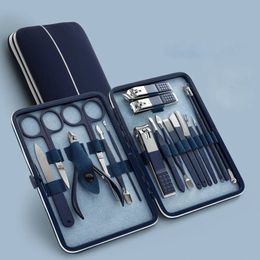 Blue Manicure Tools Set Pro Max Stainless Steel Professional Nail Clipper Kit of Pedicure Paronychia Nippers Trimmer Cutters