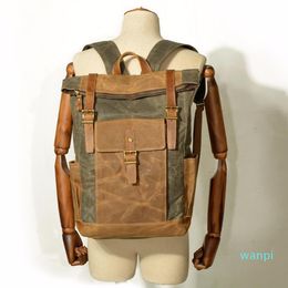 Designer-Backpack High-quality Waterproof Canvas Leather Men Large Capacity Waxed Daypacks Teenagers Vintage Rucksacks Retro Bags