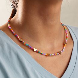 S2411 Fashion Jewellery Sweet Beach Colourful Rice beads Necklace Love Beaded Chocker Necklaces