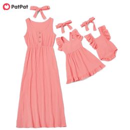 Summer Flutter-sleeve Twirl Tank Dresses for Mommy and Me Matching Outfits 210528