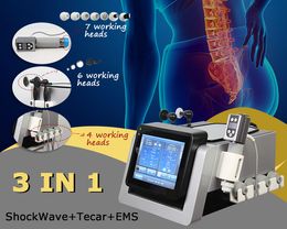 Smart Tecar Wave RET/CET Diathermy Therapy Combined EMS Electric Muscle Stimulation ShockWave 3 In 1 Physiotherapy Machine for Pain Relief ED Treatment