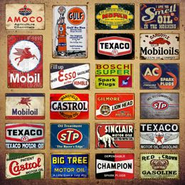 Vintage Amoco Motor Oil Metal Plaque for Garage & Man Cave Decor - Retro Mobiloil Sign with Gasoline Keywords & Classic Car Illustration