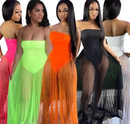 Womens Summer Breast Wrapped Sexy Screen Perspective Long Dress Beauty Mesh Wedding Night Club Dresses For Ladies S-XXL