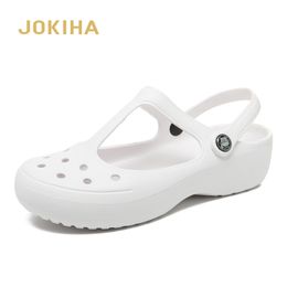 Lolita Summer White Mule Clogs Sandals Women 2022 Girls Jelly Shoes Black Fashion Mary Janes Clogs Slippers Beach Slides Top Quality W8