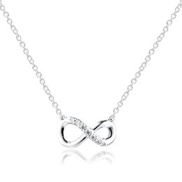 Sparkling Infinity Collier Necklace For Women 925 Sterling Silver Jewelry Female Choker Jewellry Fine Chains