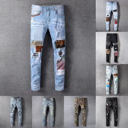 Amirs Mens Womens Designer Jeans Distressed Ripped Biker Slim Straight Denim For Men s Print Army Fashion Mans Pantaloni skinny