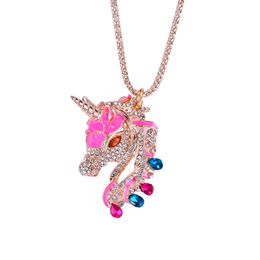 Fashion temperament drip oil point drill unicorn female simple clavicle necklace animal pendant necklace