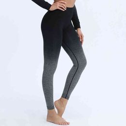 Nepoagym Women New Ombre Seamless Leggings Compression High Waisted Yoga Pants Training Tights Gym Fitness Leggings H1221
