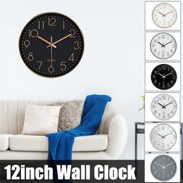 Clocks Wall Home Decor 12inch Wall Clock Silent Quartz Wall Night Clocks For Dining Rooms Family Rooms Bedrooms Study rooms 210325