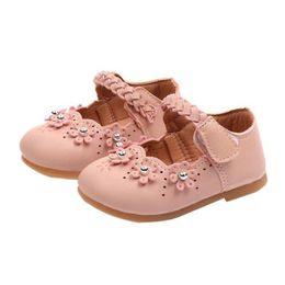 Sneakers Spring Children Baby Girls Shoes Soft-Soled Non-Slip Petals Small Leather Kids Cute Floral Pink White 0-4Y