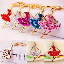 Creative Ballerina girl Keychain Women Bag Charm Crystal Rhinestone Key Chain Ring Fashion Key Holder Car Keyrings Trinket