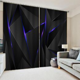 Curtain & Drapes Custom 3D Curtains For Window Home Decor Black And Purple Stereoscopic Triangle Po Kitchen Modern Backdrop Cortinas