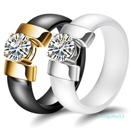desigenr Jewellery couple rings ceramic zircon rings glaze band rings for couples hot fashion