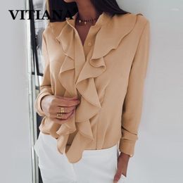 Formal White Blouse Women 2021 Autumn Female Long Sleeve Ruffles Womens Tops And Blouses Ladies Office Work Clothes Women's & Shirts