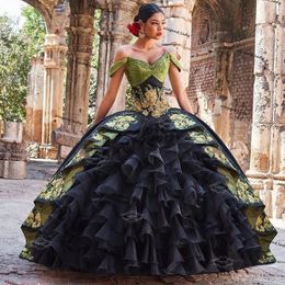 Charro stile messicano abiti da festa Quinceanera abiti da ballo 2021 Off spalla partito dolce 15 abito Anos Boutique da sposa