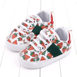 Baby Boy Girl First Walkers Cute Strawberry Pattern Newborn Baby Casual Toddler Infant Loafers Shoes PU Cotton Soft Sole Baby Moccasins