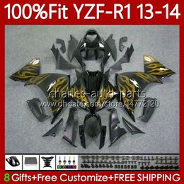 OEM Fairings Kit For YAMAHA YZF-R1 YZF R 1 YZF1000 2013-2014 MOTO Bodywork 97No.103 1000CC YZF R1 1000 CC Golden Flames YZFR1 13 14 YZF-1000 2013 2014 Injection Mould Body