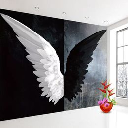 Custom 3D Photo Wallpaper Nordic Modern Creative Black White Angel Wings Art Wall Painting Living Room Bedroom Home Decoration