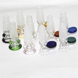 2 in 1 14mm and 18mm Slide Bowl Hookahs pink bowls smoking Thick Oil Burner Pipe Tobacco Dry Herb Colourful Glass Tube Smoking Pipes