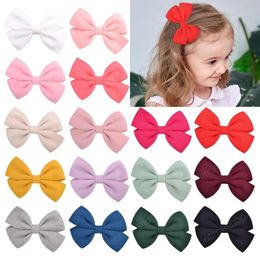 Solid Colors Cotton Hair Bows With Clip For Cute Girls Hairpins Barrettes Kids Hair Accessories