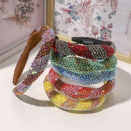 Girls Cute Sponge Point Diamond Hair Hoop Rhinestone Full Crystal Hair Scrunchie Luxury Wide-Brimmed Shiny Hair Accessories