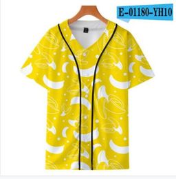 Custom Baseball Jersey Mens Buttons Homme T-shirts 3D Printing Shirt Streetwear Tees Shirts Hip Hop Clothes Front and Back Print 051