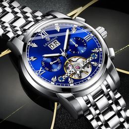 Laogeshi relógio mecânico novo esporte cronógrafo mens relógios top marca de luxo de aço completo relógio de quartzo impermeável relógio grande relógio homens