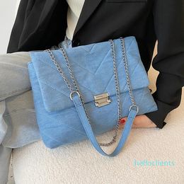 Evening Bags Blue Denim Shoulder For Women 2021 Chain Quilted Crossbody Bag Vintage Big Handbag Female Totes Large Canvas Messenge288N