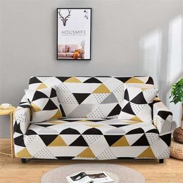 Geometric Elastic Sofa Covers for Living Room Stretch Sectional Corner Slipcovers Couch Cover Chair Protector funda sofa 211116