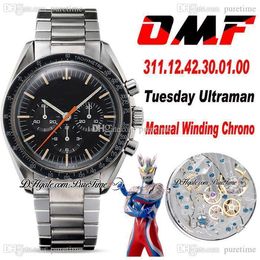 OMF Moonwatch Manual Winding Chronograph Mens Watch Speedy Tuesday 2 Ultraman Black Dial Stainless Steel Bracelet 311.12.42.30.01.001 Super Edition Puretime M55a1