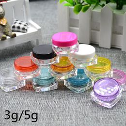 100pcsX 3g/5g Cream Jar Cosmetic Container Empty Eyeshadow Makeup Face Lip Balm Pot Beauty Refillable Bottles 11Colorsgoods