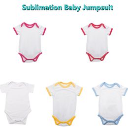 DIY Textile Sublimation Blanks Baby Jumpsuits White Contton Girl Spädbarn Rompers Värmeöverföring Utskrifter Toddler Boy Kläder Termiska Tryck Outfits 0 till 12 månader