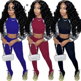 Women Fashion Solid Pant Set Sporty Sexy Clubwear Tracksuit Two Piece Outfit Active Sweatsuit X0709