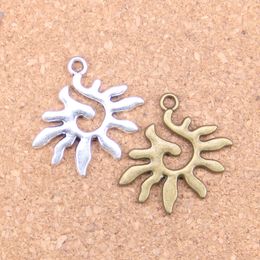 48pcs Antique Silver Bronze Plated sun Charms Pendant DIY Necklace Bracelet Bangle Findings 27*20mm