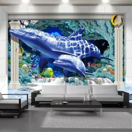 Custom 3d Animal Wallpaper Cute Dolphin Mural on the Seabed Home Improvement Modern Classic Waterproof Antifouling Wallpapers