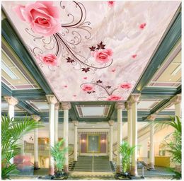 Custom photo Wallpaper 3d zenith murals Modern minimalist rose flower ceiling mural wall papers home decoration