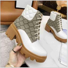 2022 No Box Women fashion martin boots girls casual winter soft leather embroidery boot shoe lady warm chunky heels thick bottom boots black brown large size 42 40 #GB1