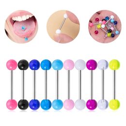 Colourful Acrylic Tongue Piercing Barbell Nipple Ring Stainless Steel Bar Cartilage Tragus Stud for Women Body Jewellery