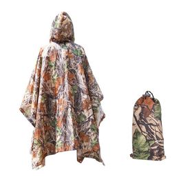 Outdoor Hats Fishing Camouflage Poncho Military Breathable Jungle Tactical Raincoat Hiking Hunting Suit Cover Travel Rain Gear