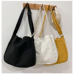 Evening Bags Large Capacity Students Canvas Shoulder Female Handbags Korean Satchel Cotton Cloth Crossbody Bag Women 2021 School