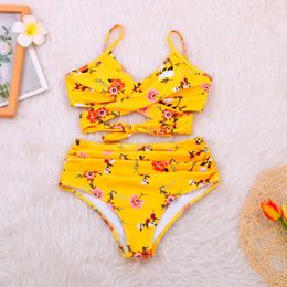 Sexy Women Print Bikini Hollow Out Two-piece Swimwear Swim Suit Beach Wear Biquinis Set Sunbathing Swimsuit Women's