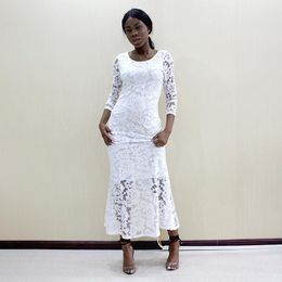 Ethnic Clothing African Classy Lace Lining Inside The Clothes Long Dress Women Hollow Out Dresses