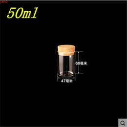 47*60mm 50ml Glass Bottles Vials Jars Test Tube With Cork Stopper Empty Transparent Clear 12pcs/lothigh qty